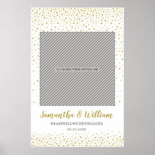 Modern Elegant Guld Confetti Bröllop Photo Ram Poster