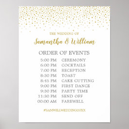 Modern Elegant Guld Confetti Bröllop-schemaläggnin Poster
