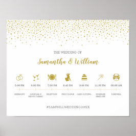 Modern Elegant Guld Confetti Bröllop tidslinjesign Poster