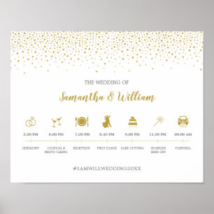 Modern Elegant Guld Confetti Bröllop tidslinjesign Poster
