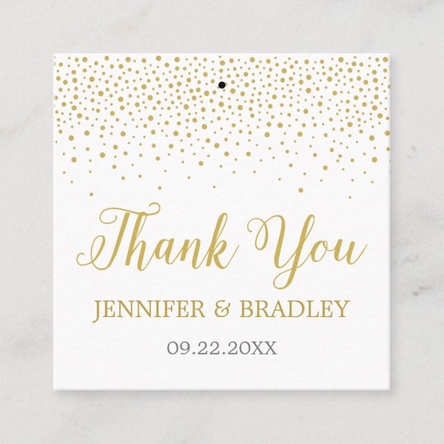 Modern Elegant Guld confetti Wedding Favor Fyrkantigt Visitkort (Framsida)