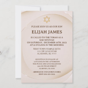 Modern Elegant Guld David Stjärna Bar Mitzvah Inbjudningar