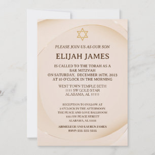 Modern Elegant Guld Davidstjärna Bar Mitzvah Inbjudningar