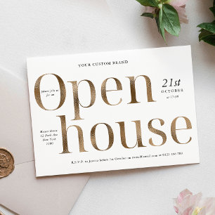 Modern Elegant Guld Effect Business Open House Inbjudningar