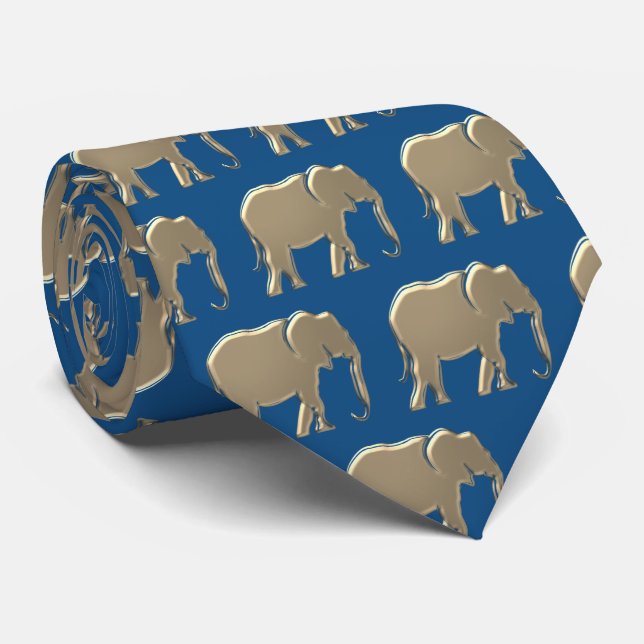 Modern Elegant Guld Elephant Mönster Classic Blue Slips (Rullad)