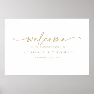 Modern Elegant Guld Förlovningsfest Välkommen Poster