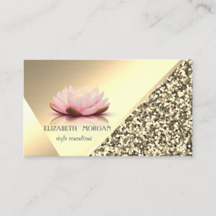 Modern Elegant Guld Glitter, Geometrisk, Lotus Visitkort