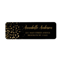 Modern Elegant Guld Glitter Konfetti-skript, svart
