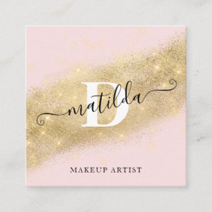 Modern elegant guld glitter rosa makeup artist fyrkantigt visitkort