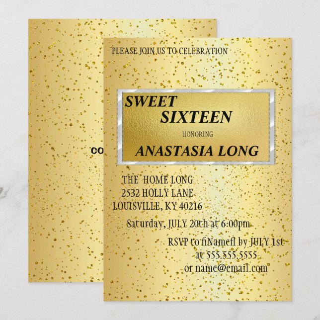 Modern, Elegant Guld Glitter Spara datum Datumet (Fram/baksida)