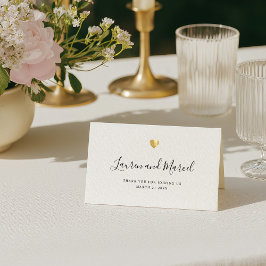 Modern Elegant Guld Heart Bröllop Bord Placeringskort