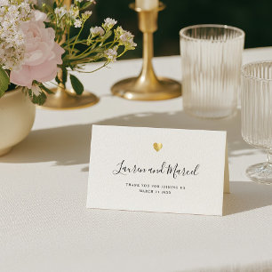 Modern Elegant Guld Heart Bröllop Bord Placeringskort