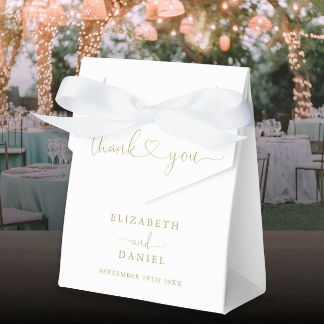 Modern Elegant Guld Heart-skript Bröllop Presentaskar (Modern Elegant Gold Heart Script Wedding Favor Boxes)