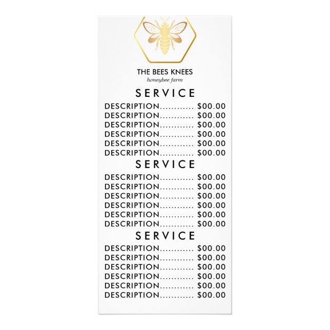 Modern & Elegant Guld Honungsbinärvårdare Reklamkort (Framsidan)