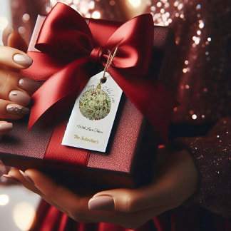 Modern Elegant Guld-juldocka Ornamet Presentetikett