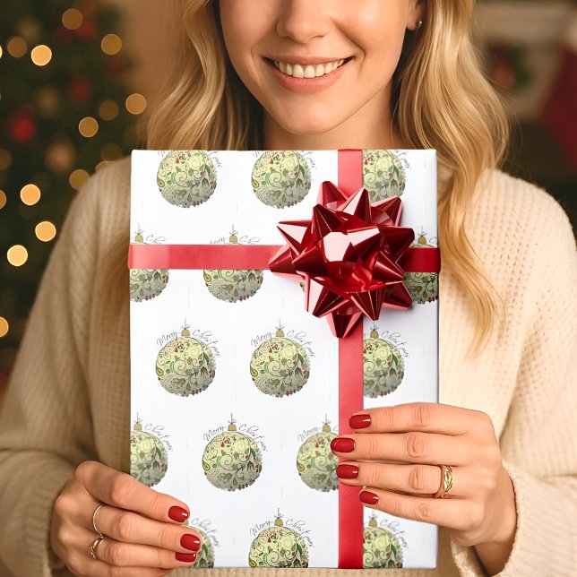 Modern Elegant Guld-juldocka Ornamet Presentpapper (Skapare uppladdad)