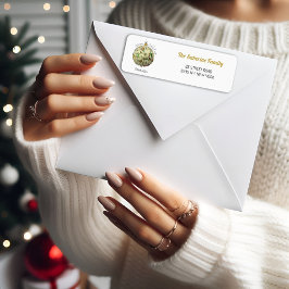 Modern Elegant Guld-juldocka Ornamet Returadress Etikett