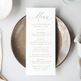 Modern Elegant Guld Kalligrafi Bröllop Meny