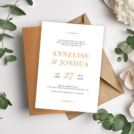 Modern elegant guld-koppartypografi bröllop inbjudningar