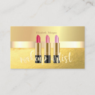 Modern Elegant Guld, Läppstift, Sminkartist Visitkort