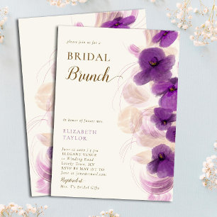 Modern Elegant Guld Lila Orchids Möhippa Brunch Inbjudningar