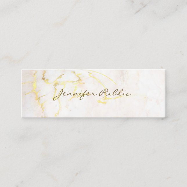Modern elegant guld- marmorprofessionellslätt mini visitkort (Framsida)