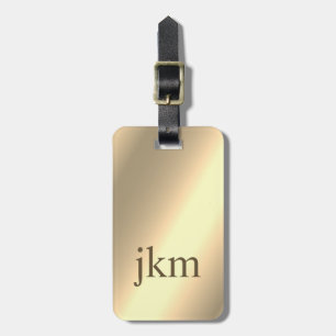 Modern Elegant Guld Metallic Mongramme Namn Bagagebricka