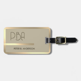 Modern Elegant Guld Metallic Mongramme Namn Bagagebricka