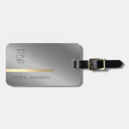 Modern Elegant Guld Metallic Mongramme Namn Bagagebricka