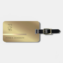 Modern Elegant Guld Metallic Mongramme Namn Bagagebricka