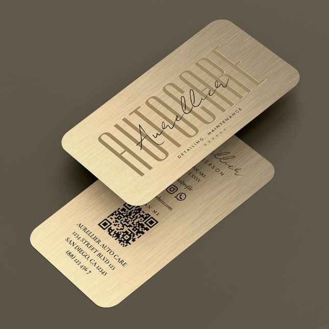 Modern Elegant Guld-metallisk bil för automatisk s Visitkort (Modern Auto Care Car Driver Elegant Gold Metallic Business Card
)