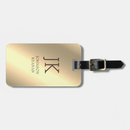 Modern Elegant Guld Metallisk monogram Namn  Bagagebricka
