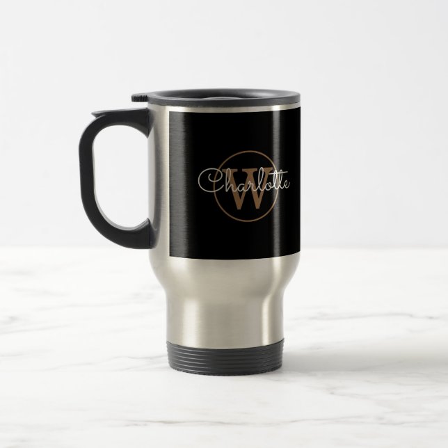 Modern Elegant Guld Monogram Black  Resemugg (Vänster)