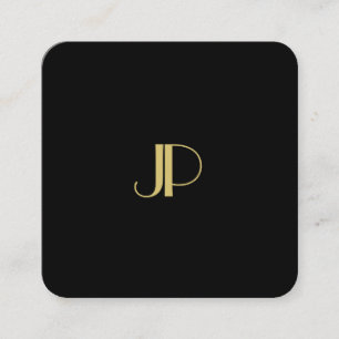 Modern Elegant Guld Monogram-mall, Trendig Fyrkantigt Visitkort