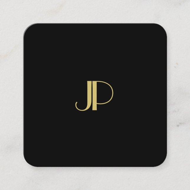 Modern Elegant Guld Monogram-mall, Trendig Fyrkantigt Visitkort (Framsida)