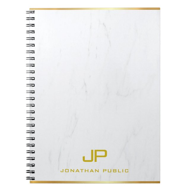 Modern Elegant Guld Monogram Mermor Mall Anteckningsbok (Framsidan)