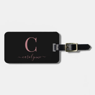 Modern Elegant Guld Monogram-skript Bagagebricka