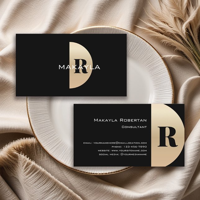 Modern Elegant Guld Monogram Visitkort (Get these stylish business cards to represent yourself and your business.)