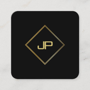 Modern Elegant Guld Monogrammed lyxmall Fyrkantigt Visitkort