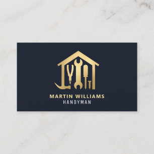 Modern Elegant Guld och marin Handyman Visitkort