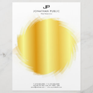 Modern Elegant Guld och vit monogrammad Brevhuvud