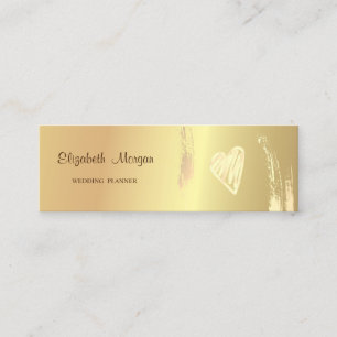 Modern Elegant, Guld Penseldrag, Hjärtan Mini Visitkort