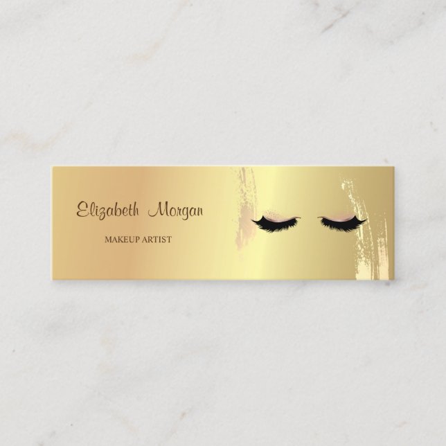 Modern Elegant, Guld Penseldrag, Ögonfransar Mini Visitkort (Framsida)
