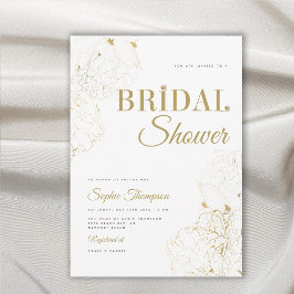 Modern Elegant Guld Peonies Sketch Möhippa Inbjudningar