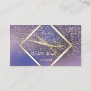 Modern Elegant Guld Ram, Konfetti, Sax Lila Visitkort