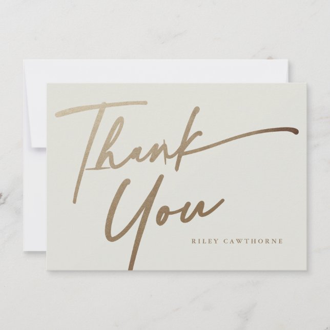 Modern Elegant Guld Script Boho Bröllopsfest Tack Kort (Framsida)