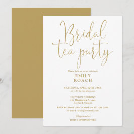 Modern Elegant Guld Script Möhippa Tea Party Showe Inbjudningar