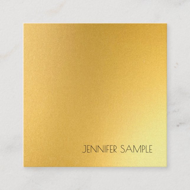 Modern Elegant Guld Simple Glam Template Luxurious Fyrkantigt Visitkort (Framsida)