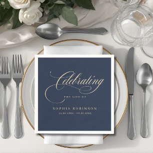 Modern Elegant Guld Skrift Begravning Minnesstund  Pappersservett