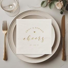 Modern Elegant Guld Skrift Bröllop Pappersservett